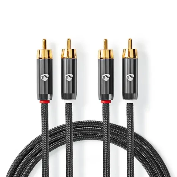 Nedis Stereo Audio kábel 2x RCA (M) - 2x RCA (M) 2.00 m šedá (CATB24200GY20)