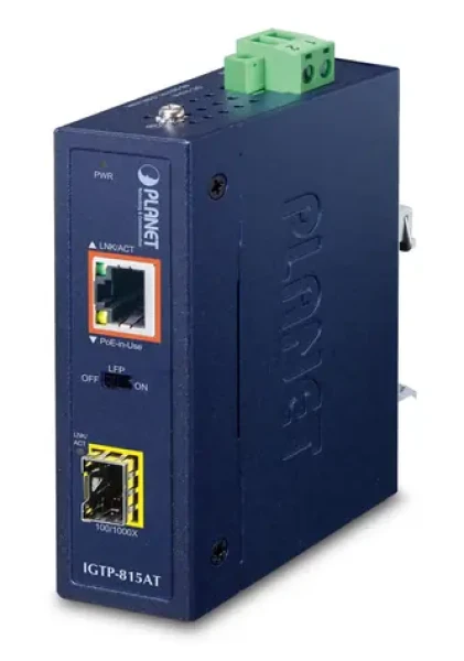 Planet Priemyselný prevádzač médií IP30 / Prevádzač sieťových médií / Kompaktné prevedenie (IGTP-815AT)