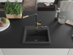 MEXEN/S MEXEN/S - Milo granitový drez 1-miska vrátane batérie Flora, čierna kropenatá 6505-76-670401-57-B