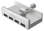 Orico MH4PU strieborná / USB hub / 4X USB-A 3.0 / upínací úchyt