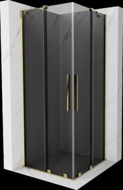 MEXEN/S - Velar Duo sprchovací kút, posuvné dvere 90 x 90, grafit, zlato 871-090-090-42-50