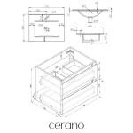 CERANO - Kúpeľňová skrinka Carole + keramické umývadlo Todo - dub medový - 71x50x46,5 CER-8050BD82995