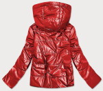 Červená lesklá dámská bunda kapucí model 16148058 S'WEST Barva: odcienie czerwieni, Velikost: