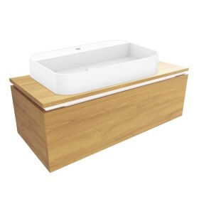 Kúpeľňová skrinka s umývadlom a krycou doskou SAT Feel 100x30x46 cm dub medový mat SATFEEL100DMDU SATFEEL100DMDU