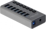 DeLock Externý USB Hub 5Gbps USB-B (F) - 7x USB-A (F) sivá (63669)