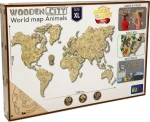 Wooden City Drevená mapa sveta ZOO XL (120x80cm)