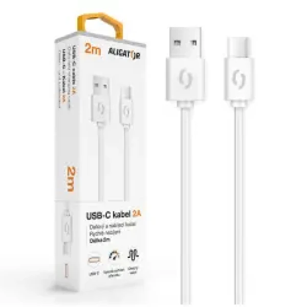 Aligator Dátový kábel 2A USB-C 2m / biely (DAKA012)