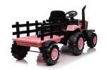 Mamido Mamido Detský elektrický traktor s vlečkou 12V 7Ah EVA kolesá ECO koža ružový