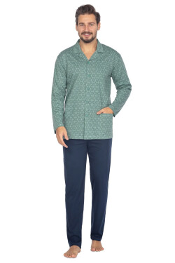 Regina 463 long/r 2XL-3XL L24 pánske pyžamo bez zipsu tmavě modrá XXL