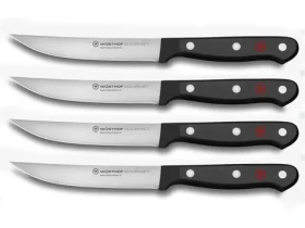 WÜSTHOF GOURMET Sada nožov na steaky 12 cm / 4 ks / rovné ostrie / chróm-molybdén-vanádiová oceľ (1125060403)