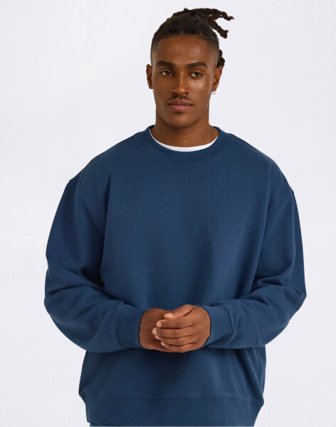 Organic Basics Weekend Boxy Fit Crewneck Sweatshirt Midnight Blue L