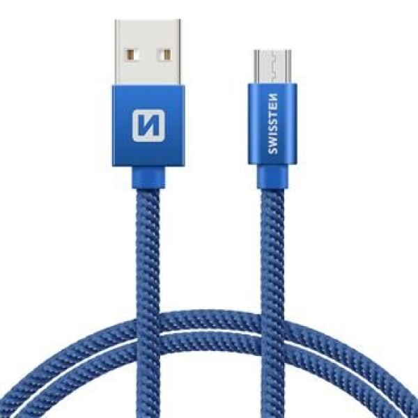 SWISSTEN TEXTILE dátový kábel USB - microUSB 2.0m modrá (71522308)