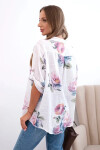 Dámska bavlnená blúzka s kvetinovým vzorom biela UNI