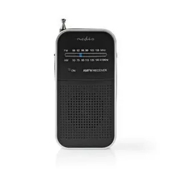 Nedis FM rádio / Prenosné Prevedenie / AM / FM / Napájanie z batérie / Analógový / 1.5 W / Čierno-biely displej (RDFM1110SI)