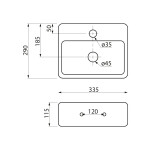 SAPHO - GIULIA keramické umývadlo 33,5x29cm, čierna mat BH7002B