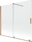 MEXEN/S - Velar Dvojkrídlová posuvná vaňová zástena 180 x 150, transparent, kartáčovaná meď 896-180-000-01-65