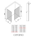 CERANO - Sprchová zástena Walk-in Crystal TL/P - 10 mm - bezvzperový systém - čierna matná, grafitové sklo - 160x110x200 CER-8050BD80746