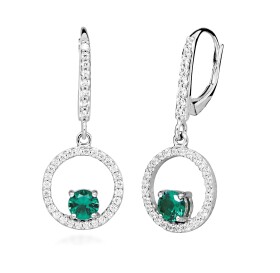 Silver Cat Strieborné náušnice so zirkónmi a syntetickými smaragdmi Colored Stones SC633
