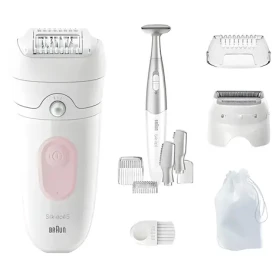 Braun Silk-épil 5-230 bielo-ružová / Epilátor / 28 pinziet / 2 rýchlosti / vodeodolný / 3 nástavce (7500435225007)