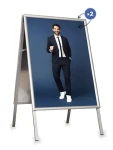 CLASSIC Reklamný A-stojan B2 strieborný / Reklamný stojan / profil 25 mm / formát B2 / kov