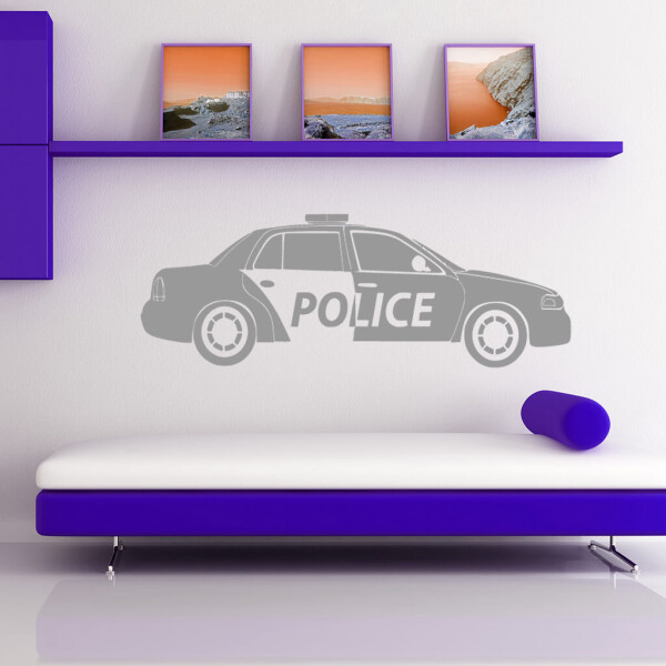 Veselá Stena Samolepka Policajné autíčko Farba: šedá, Veľkosť: 60 x 19 cm