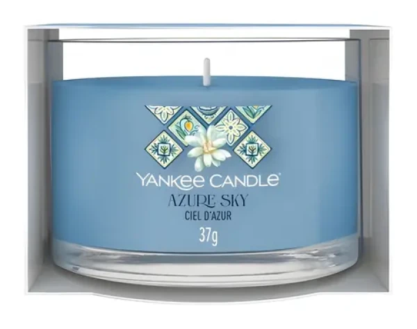 Yankee Candle Votívna sviečka Azure Sky / Svieža a čistá vôňa / 8-10 hod horenia / modrá