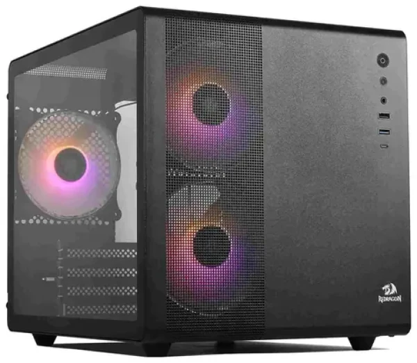 Redragon GC-570 Pagos 1 ARGB čierna / Micro ATX / 2x USB-A + 1x USB-C / bez zdroja / priehľadná bočnica (GC-570)