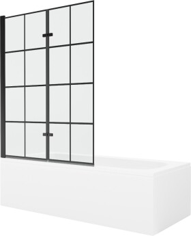 MEXEN/S - Vega obdĺžniková vaňa 170 x 70 cm s panelom + vaňová zástena 120, čierna vzor 550117077X9212027077
