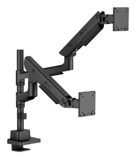Icy Box IB-MS702-T čierna / Stolný držiak pre 2 monitory / až 57" / VESA 75x75-100x100 / nosnosť 27 kg na rameno (IB-MS702-T)