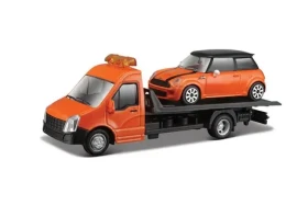 Bburago STREET FIRE Prepravné vozidlo Flatbed Transport + MINI COOPER S 1:43