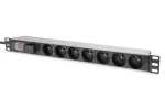Digitus PDU 1U 7x CEE 7/5 čierna / Zásuvková lišta / 230V/16A / kábel 2 m / hliníkové telo / prepäťová ochrana (DN-95407-FR)