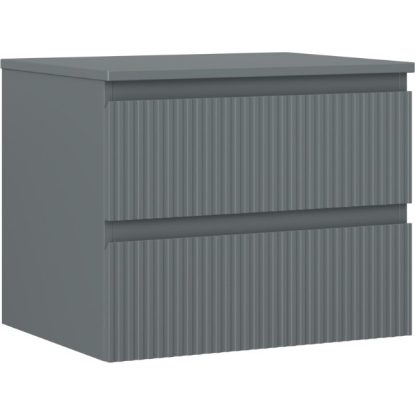 MEXEN/S - Rivel kúpeľňová skrinka pod umývadlo 60 cm s doskou, 2 zásuvky, reliéf, grafit mat 91A20-06047-2-BFFC66