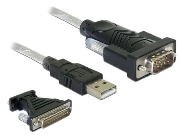 DeLock USB 2.0 Typ-A - RS-232 DB9+DB25 čierna / Adaptér / 1,8 m / pozlátené kontakty (61314)