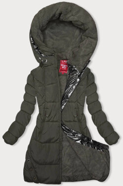 Zimná bunda v khaki farbe s kapucňou (2M-231) odstíny zelené M (38)