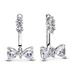 Pandora Nežné strieborné náušnice so zirkónmi mašľa 2v1 293543C01