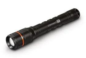 Connect IT GLEAM 300 čierna / LED ručné svietidlo / 3W / 300 lm / 2x AA / dosah 100 m / IP44 (CLI-9120-BK)