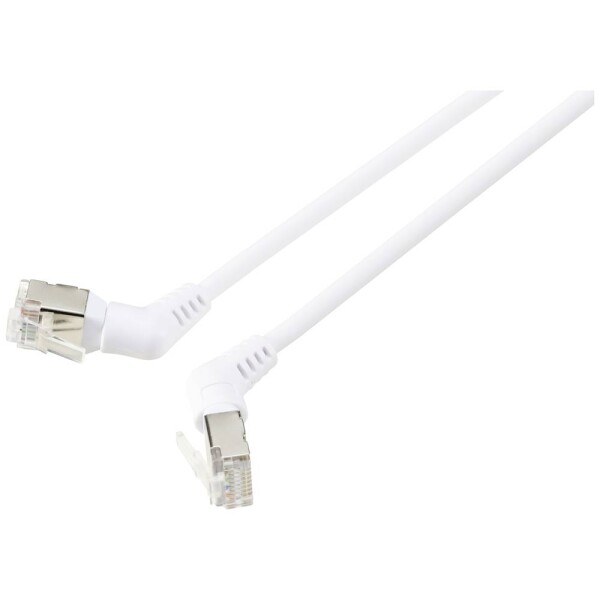 Renkforce RF-6071566 RJ45 sieťové káble, prepojovacie káble CAT 6A F/UTP 1.00 m biela zásuvné kontakty otočné o 360°, zahnutý káblový vývod 1 ks; RF-6071566