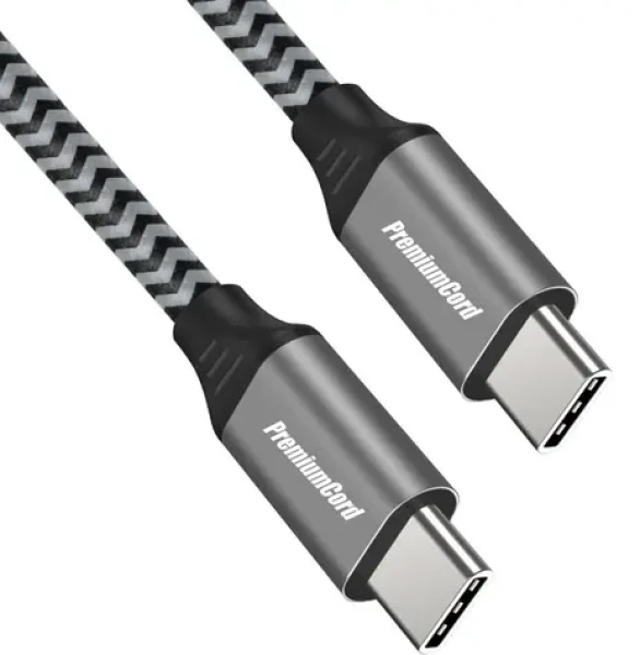 PremiumCord USB-C čierna / dátový kábel / 100 W / 480 Mbps / bavlnený oplet / 2 m (ku31cw2)