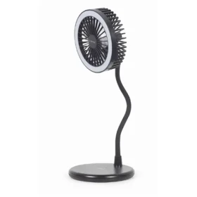 Gembird LED lampa s bezdrôtovou nabíjačkou 3v1 čierna / Stolná LED lampa / Bezdrôtová nabíjačka 10W / ventilátor (TA-WPC10-LEDFAN-01)