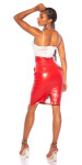 Sexy Koucla high waist faux leather skirt red S