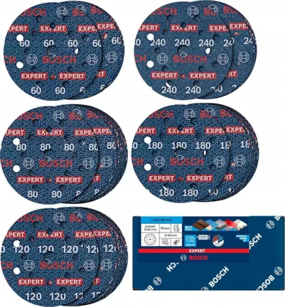 BOSCH Expert O780 / Brúsny papier / 150 mm / Sada 55 ks (2608902470)