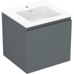 MEXEN/S - Rivel kúpeľňová skrinka 50 cm s umývadlom Otis, 1 šuplík, reliéf, grafit mat/biela mat 91A20-05047-1-BF66-W18M01