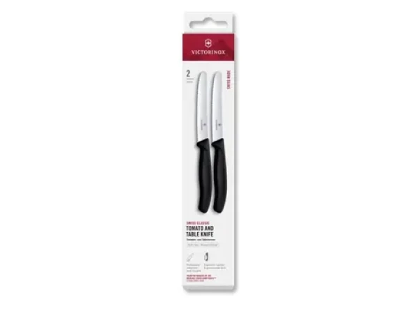 VICTORINOX Swiss Classic Príborový nôž 2 ks čierna / vrúbkované ostrie / dĺžka čepele 11 cm (6.7833.2)