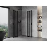 MEXEN/S - Mist L sprchový kút štvrťkruh, krídlové 100 x 100, čierna okraj, čierna 8A32L-100-100-70-70