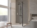 BESCO - Walk-in sprchovací kút ECO-N BLACK - FARBA rámu - Čierna, Pevná stena - Bez pevnej steny, Rozmer A - 110, Rozmer C - 195, Výplň - Číre bezpečnostné sklo - 6 mm BCEXON110BC