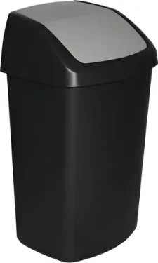 Curver Swing Top čierno-strieborná / Odpadkový kôš / 50 l / snímateľný kryt (229390)