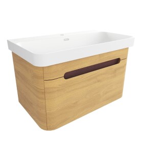 Kúpeľňová skrinka s umývadlom SAT Fusion 77,5x43x45 cm dub medový mat SATFUSION80DMMW SATFUSION80DMMW