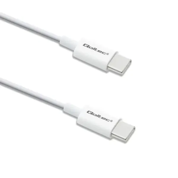 Qoltec 52360 Kábel USB-C 2.0 (M) - USB-C 2.0 (M) 1.5m biela / PD 60W / QC 3.0 (52360)