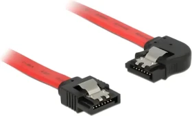 DeLock červená / SATA kábel / 6 Gb/s / priamy - lomený konektor (83963)
