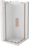 MEXEN/S - Velar Duo sprchovací kút, posuvné dvere 80 x 80, dekor, meď kartáčovaná 871-080-080-32-65